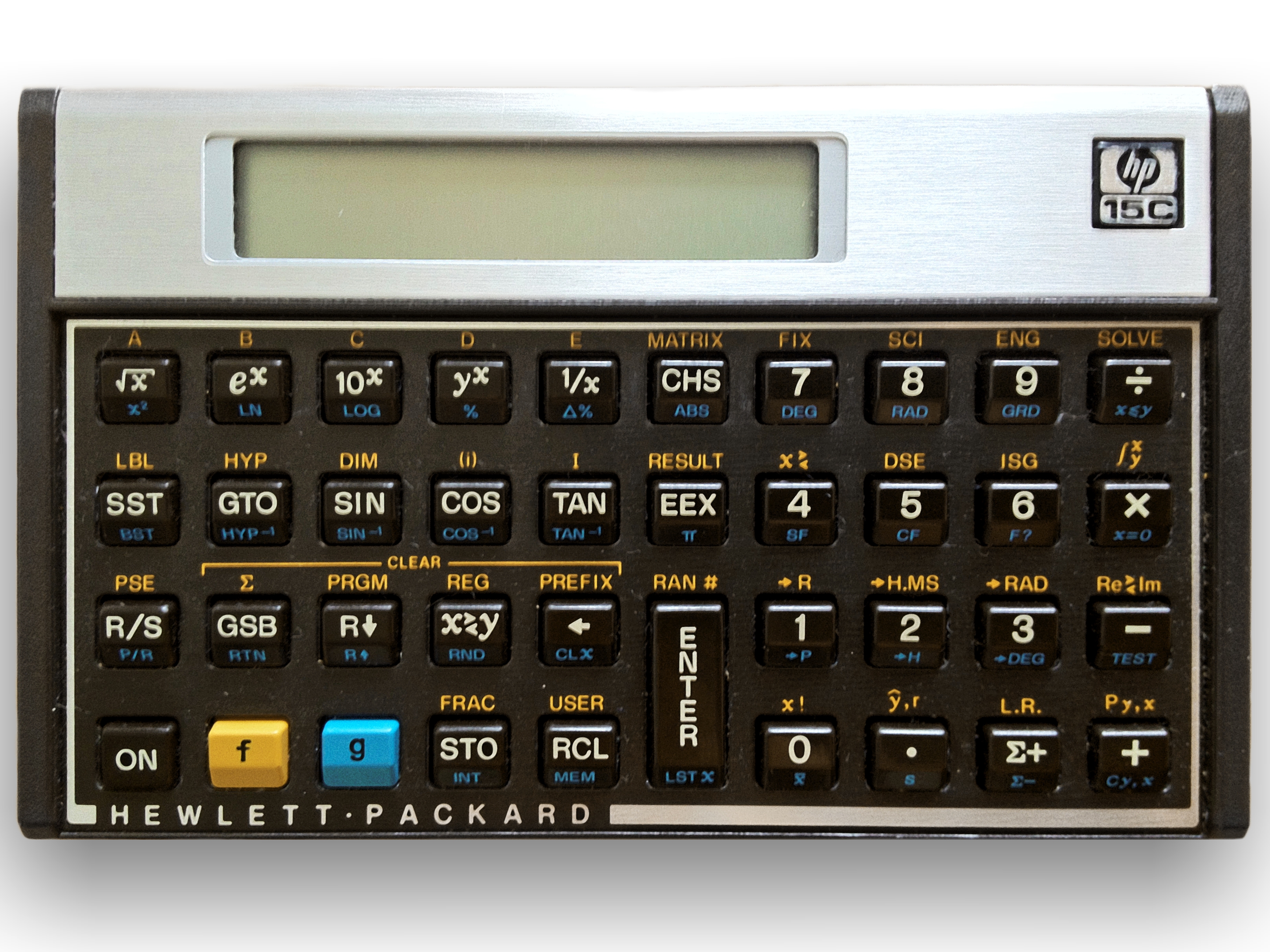 Programmable calculator photographed on a desk.